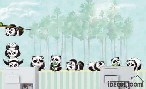 Image of Nordic cartoon  panda forest wallpaper wall murals IDCWP-HL-000148