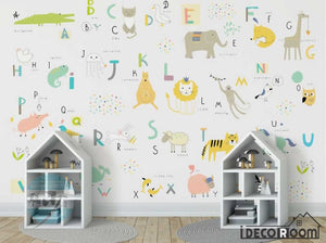 Nordic Cartoon Animal 26 Letter Theme wallpaper wall murals IDCWP-HL-000158