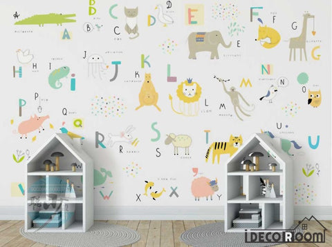 Image of Nordic Cartoon Animal 26 Letter Theme wallpaper wall murals IDCWP-HL-000158