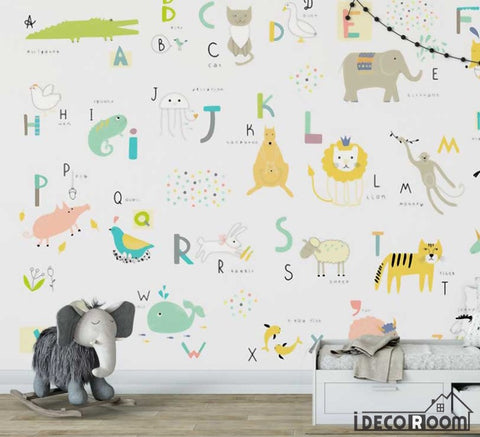 Image of Nordic Cartoon Animal 26 Letter Theme wallpaper wall murals IDCWP-HL-000158