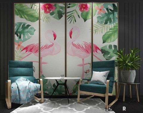 Image of Modern minimalist fashion flamingo wallpaper wall murals IDCWP-HL-000169