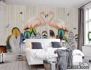 Nordic  feather flamingo wallpaper wall murals IDCWP-HL-000174