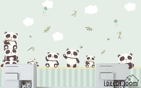 Image of Nordic minimalist cartoon panda children's house wallpaper wall murals IDCWP-HL-000178