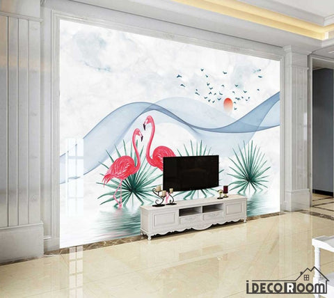 Image of Nordic flamingo wallpaper wall murals IDCWP-HL-000183