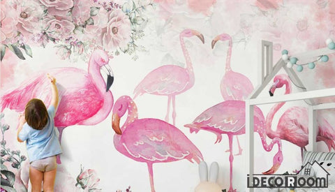 Image of Modern minimalist  romantic rose flamingo wallpaper wall murals IDCWP-HL-000186