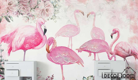 Image of Modern minimalist  romantic rose flamingo wallpaper wall murals IDCWP-HL-000186