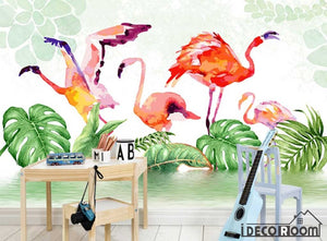 Nordic  Tropical Plant Flamingo Bedroom wallpaper wall murals IDCWP-HL-000198