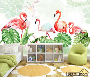 Nordic  Tropical Plant Flamingo Bedroom wallpaper wall murals IDCWP-HL-000199