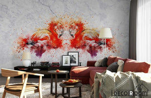 New Chinese  red flamingo marble wallpaper wall murals IDCWP-HL-000202