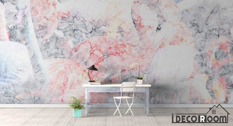 Image of flamingo marble frameless painting wallpaper wall murals IDCWP-HL-000203