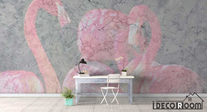 Nordic minimalist  flamingo marble wallpaper wall murals IDCWP-HL-000204