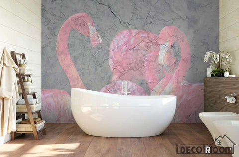 Image of Nordic minimalist  flamingo marble wallpaper wall murals IDCWP-HL-000204