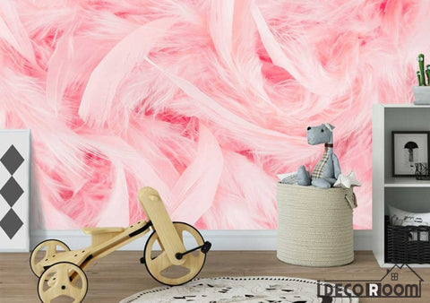 Image of Beautiful pink flamingo feather sofa wallpaper wall murals IDCWP-HL-000213