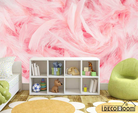 Image of Beautiful pink flamingo feather sofa wallpaper wall murals IDCWP-HL-000213