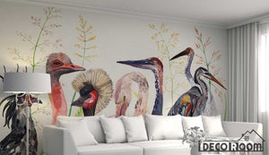 Nordic  medieval flower bird wallpaper wall murals IDCWP-HL-000215