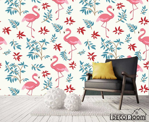 Image of Nordic tropical plant Flamingo wallpaper wall murals IDCWP-HL-000219