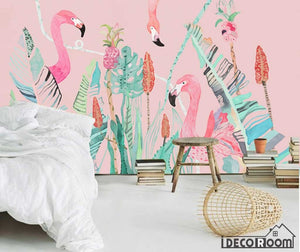 Nordic  flamingo plant wallpaper wall murals IDCWP-HL-000222