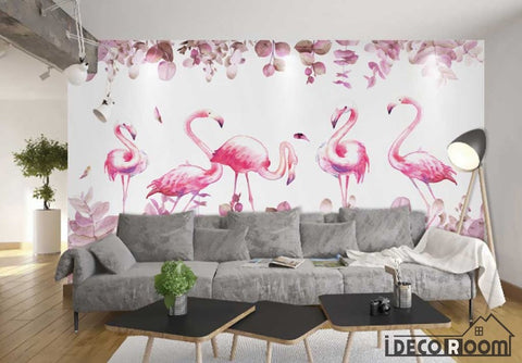 Image of Nordic cartoon animal flamingo wallpaper wall murals IDCWP-HL-000223