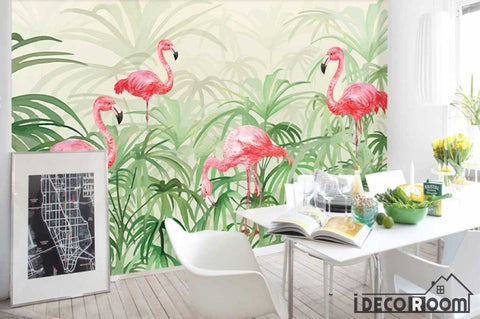 Image of Nordic  flamingo plant wallpaper wall murals IDCWP-HL-000225