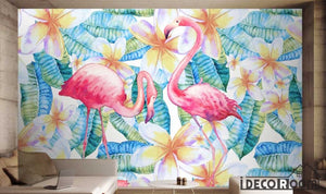 Nordic plant flowers flamingo  wallpaper wall murals IDCWP-HL-000236