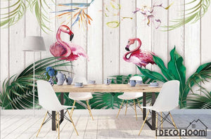 Nordic tropical rainforest flamingo wallpaper wall murals IDCWP-HL-000246