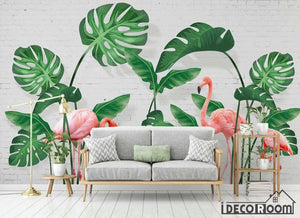 Nordic small banana plantain turtle leaf wallpaper wall murals IDCWP-HL-000259