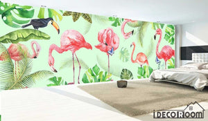 Nordic  flamingo plants tropical paradise wallpaper wall murals IDCWP-HL-000264