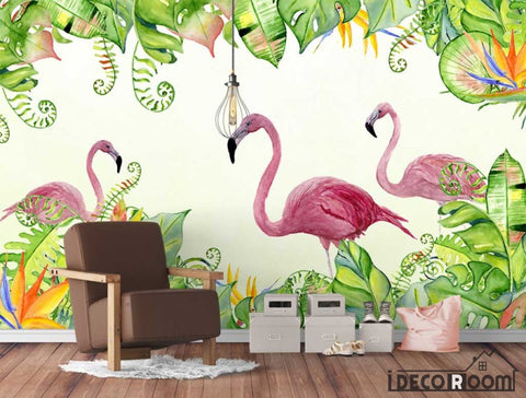 Image of Modern minimalist  tropical plant flamingo wallpaper wall murals IDCWP-HL-000265