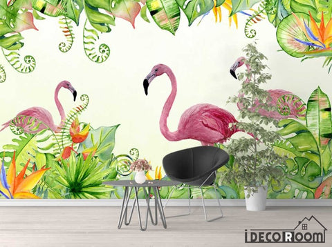 Image of Modern minimalist  tropical plant flamingo wallpaper wall murals IDCWP-HL-000265