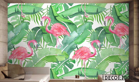 Image of Northern Plantain Leaf Monstera Flamingo  wallpaper wall murals IDCWP-HL-000273