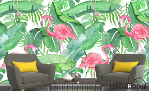 Image of Northern Plantain Leaf Monstera Flamingo  wallpaper wall murals IDCWP-HL-000273