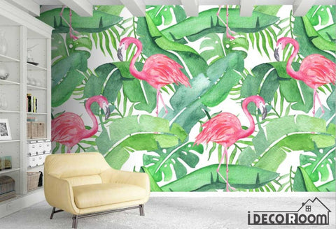 Image of Northern Plantain Leaf Monstera Flamingo  wallpaper wall murals IDCWP-HL-000273