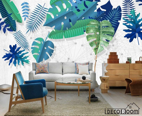 Image of Nordic leaves romantic wallpaper wall murals IDCWP-HL-000300