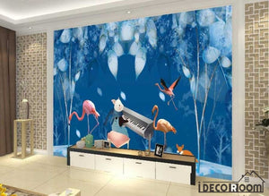 Nordic Clean Cartoon Flamingo Turtle Leaf wallpaper wall murals IDCWP-HL-000306