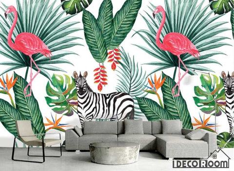 Image of flamingo zebra wallpaper wallpaper wall murals IDCWP-HL-000312