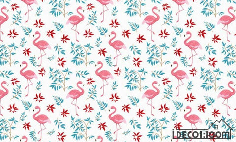 Image of Jian Ou  flamingo plant floral wallpaper wall murals IDCWP-HL-000316