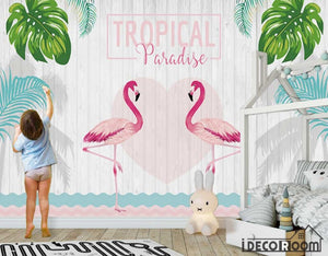 Nordic  flamingo plant wallpaper wall murals IDCWP-HL-000319