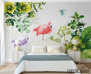 Nordic style minimalist  plant flamingo wallpaper wall murals IDCWP-HL-000320