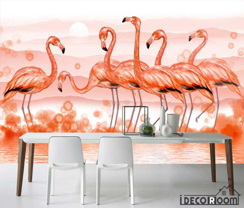 Image of Modern minimalist  flamingo Nordic wallpaper wall murals IDCWP-HL-000328