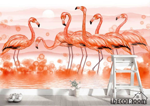 Image of Modern minimalist  flamingo Nordic wallpaper wall murals IDCWP-HL-000328