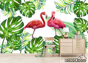 Nordic flamingos tropical rainforest wallpaper wall murals IDCWP-HL-000346