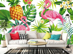 Nordic  tropical plant flamingo sofa wallpaper wall murals IDCWP-HL-000354