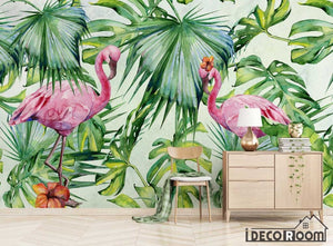 Nordic  Tropical Plant Leaf Flamingo Sofa wallpaper wall murals IDCWP-HL-000371