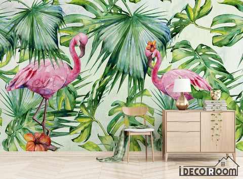 Image of Nordic  Tropical Plant Leaf Flamingo Sofa wallpaper wall murals IDCWP-HL-000371