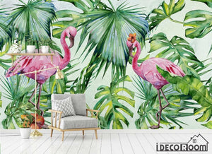 Nordic  Tropical Plant Leaf Flamingo Sofa wallpaper wall murals IDCWP-HL-000371