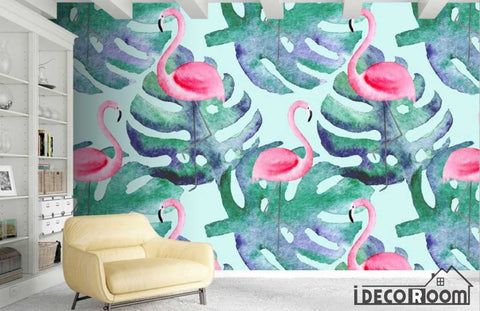 Image of Nordic monstera Flamingo  wallpaper wall murals IDCWP-HL-000374