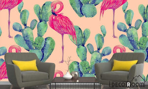 Nordic Cactus Flamingo  wallpaper wall murals IDCWP-HL-000375