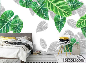 banana leaf green plant simple watercolor wallpaper wall murals IDCWP-HL-000391