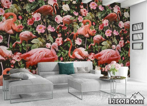 Image of Medieval  flamingo rose wallpaper wall murals IDCWP-HL-000406