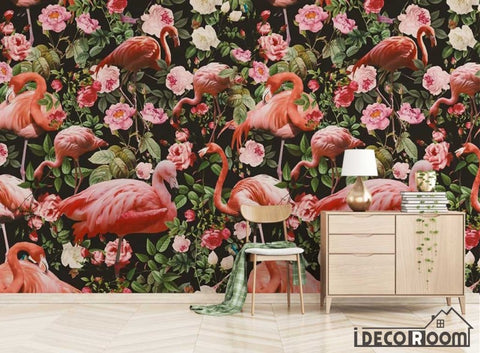 Image of Medieval  flamingo rose wallpaper wall murals IDCWP-HL-000406